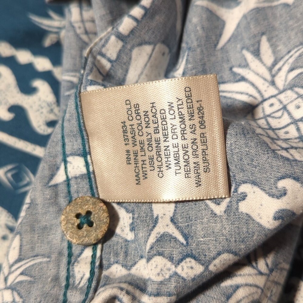 Island Shores Men's Teal Tropical Short Sleeve Button Down Shirt Size Large - Picture 6 of 6